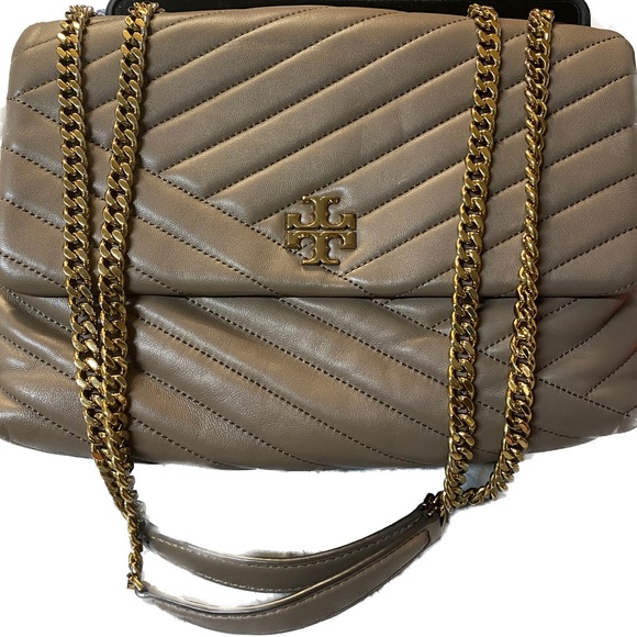 Tory Burch Handbags - Tory Burch KIRA CHEVRON CONVERTIBLE SHOULDER BAG & Matching Wallet Classic Taupe